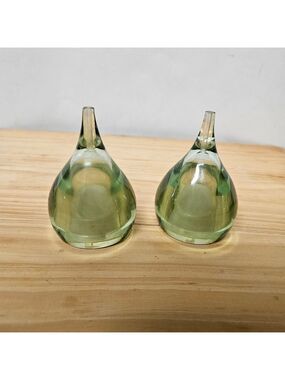 Vintage 60s Luigi Massoni Green Lucite Teardrop Salt and Pepper Shakers
